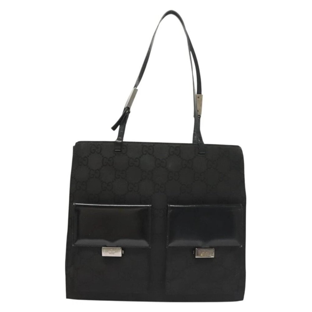 GUCCI GG Canvas Tote Bag Silver Black Auth 133326 - Picture 2 of 16